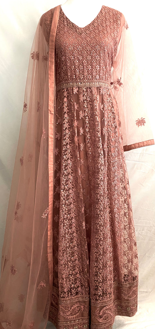 Tea Pink Lace Dress with sequence