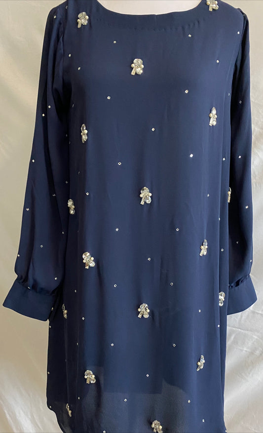 Navy Blue Shirt with Crystals